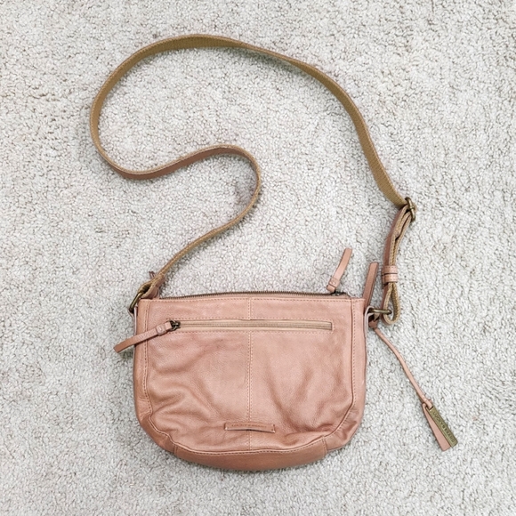 LUCKY BRAND Tan Leather Crossbody Organizer Purse Small Medium Adjustable Strap - Picture 1 of 10